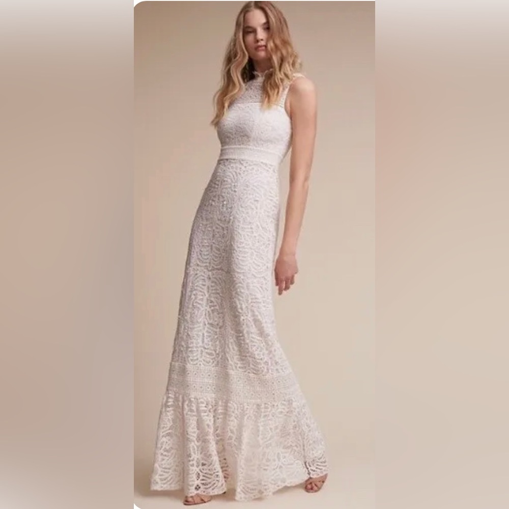 BHLDN/Anthropologie Ojai lacy cream/white wedding/formal dress size 4